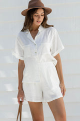 Positana Linen Shirt - White - The Self Styler