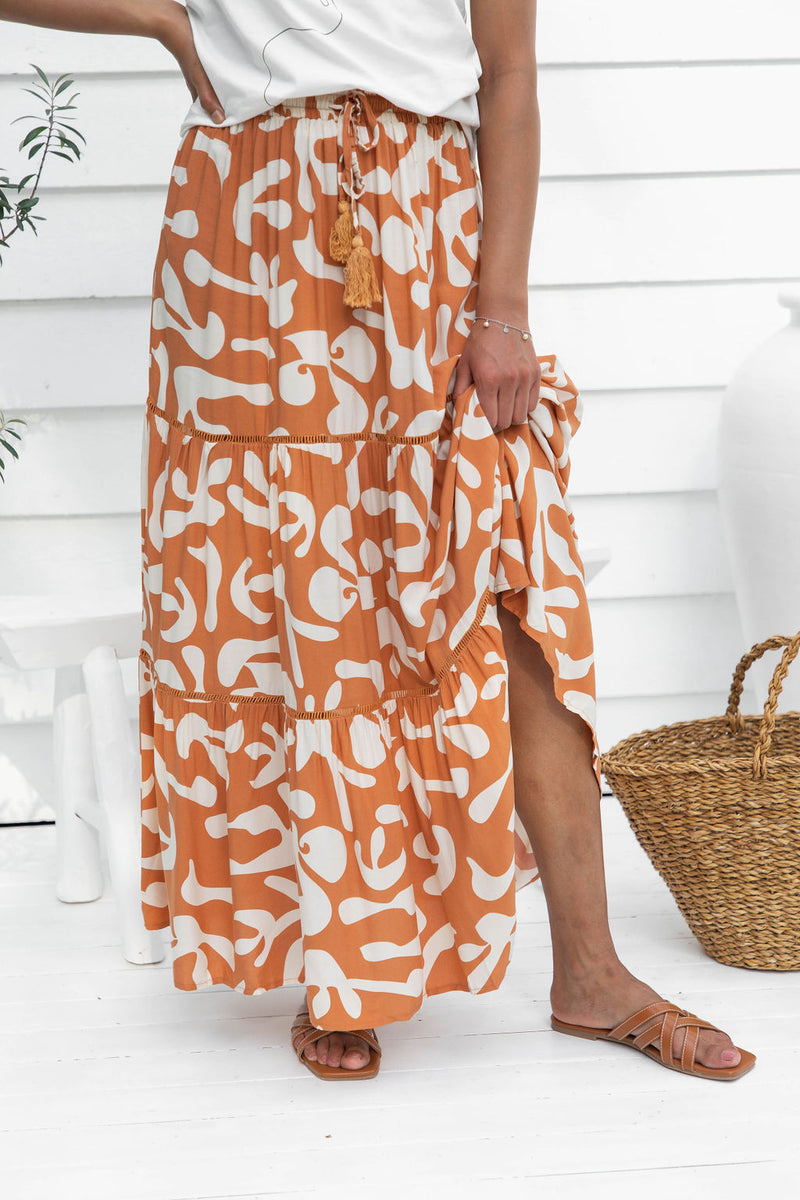 Karma Maxi Skirt - Sunset Orange - The Self Styler