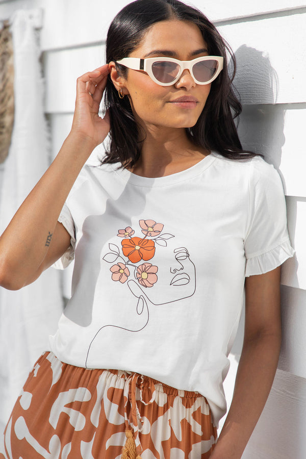 Rosalie Graphic Tee - White - The Self Styler
