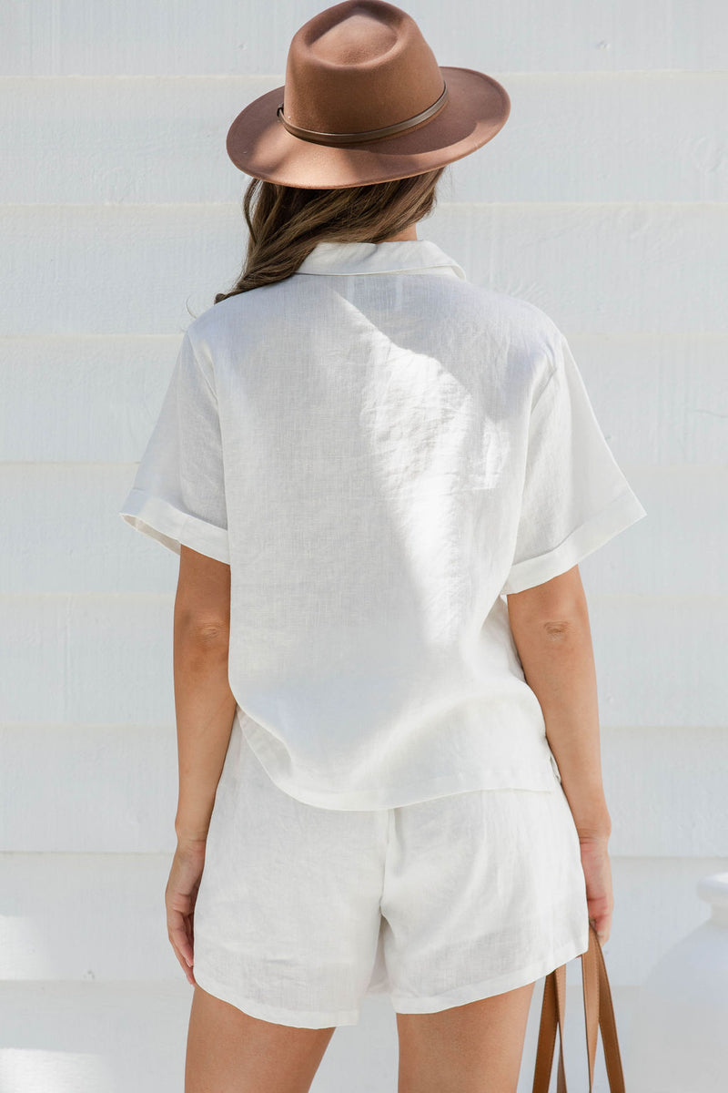 Positana Linen Shirt - White - The Self Styler