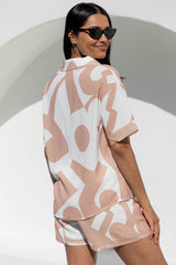 Payton Shirt - Abstract Beige Print - The Self Styler