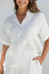 Positana Linen Shirt - White - The Self Styler