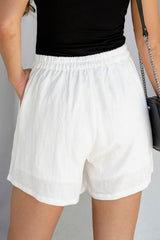 Kiki Linen Shorts - White - The Self Styler
