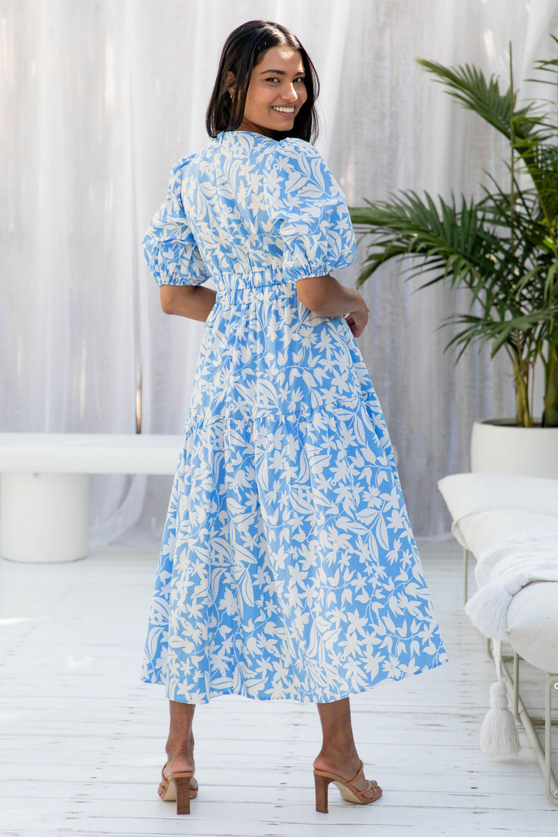 Daisy Midi Dress - Blue Floral - The Self Styler