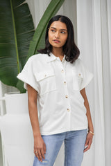 Lily Knitted Shirt - White - The Self Styler