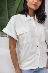 Lily Knitted Shirt - White - The Self Styler