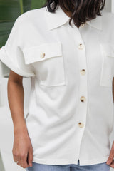 Lily Knitted Shirt - White - The Self Styler