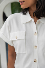 Lily Knitted Shirt - White - The Self Styler