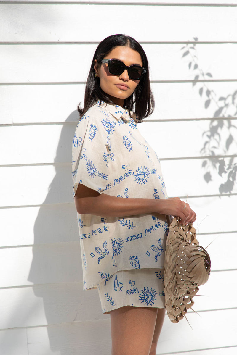 Milos Shorts - Santorini Print - The Self Styler