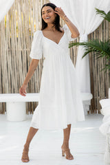 May Midi Dress - White Broderie Anglaise - The Self Styler