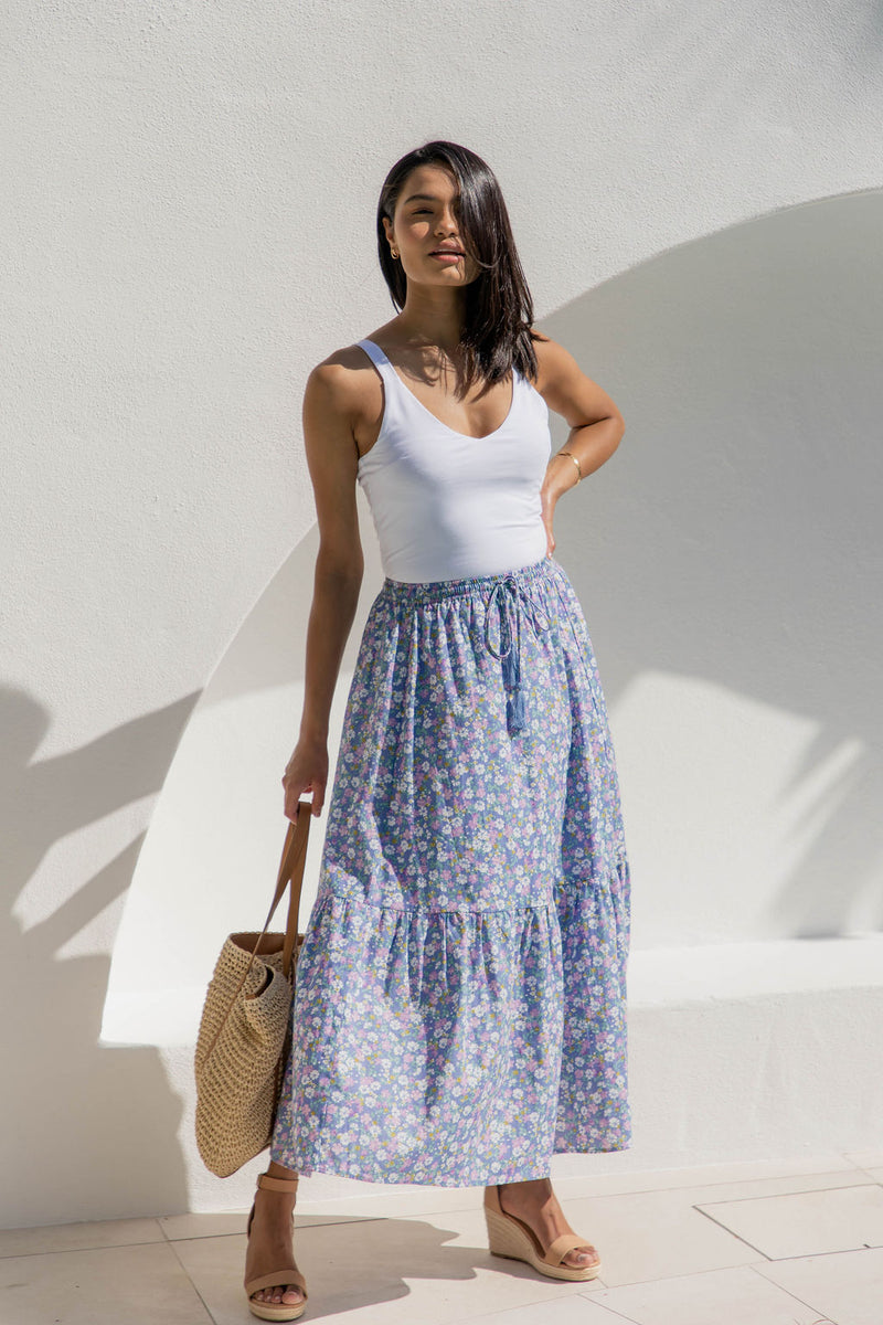 Rani Maxi Skirt - Purple Floral - The Self Styler - The Self Styler