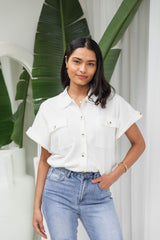 Lily Knitted Shirt - White - The Self Styler