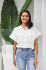 Lily Knitted Shirt - White - The Self Styler