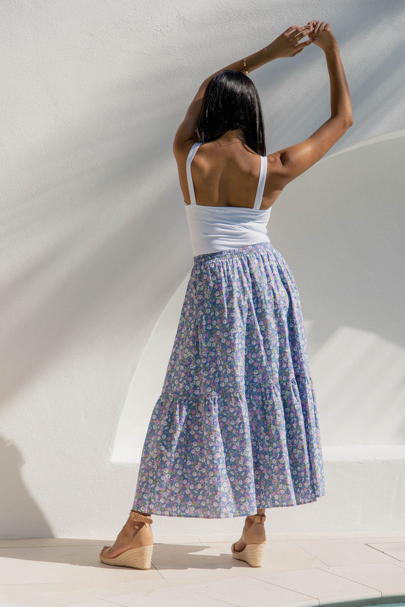 Rani Maxi Skirt - Purple Floral - The Self Styler - The Self Styler