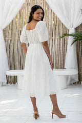 May Midi Dress - White Broderie Anglaise - The Self Styler