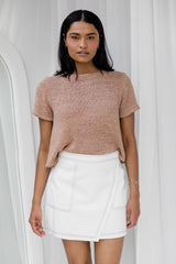 Alana Denim Mini Skirt - White - The Self Styler