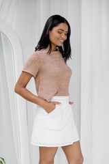Alana Denim Mini Skirt - White - The Self Styler