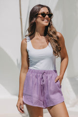 Kyla Linen Shorts - Lilac - The Self Styler