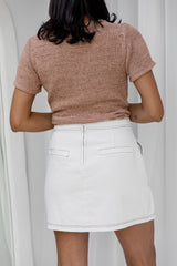 Alana Denim Mini Skirt - White - The Self Styler