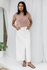 1 Milly Denim Maxi Skirt - White - The Self Styler