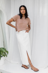 1 Milly Denim Maxi Skirt - White - The Self Styler