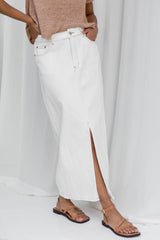 1 Milly Denim Maxi Skirt - White - The Self Styler