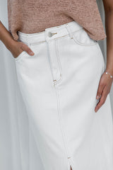 1 Milly Denim Maxi Skirt - White - The Self Styler