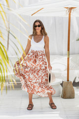 Elena Skirt - Caramel Print - The Self Styler