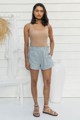 Bella Linen Shorts - Baby Blue - The Self Styler