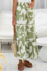 Ivy Maxi Skirt - Green Abstract - The Self Styler