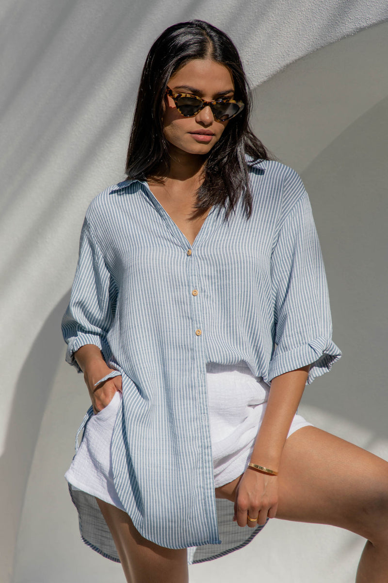 Eva Shirt - Blue Stripe - The Self Styler