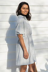Kelsie Shirt Dress - Blue Stripe - The Self Styler
