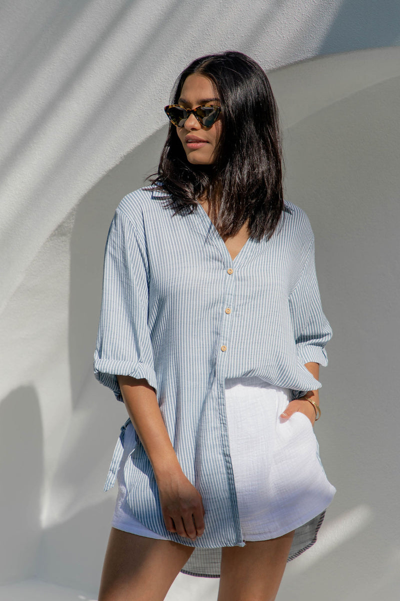 Eva Shirt - Blue Stripe - The Self Styler