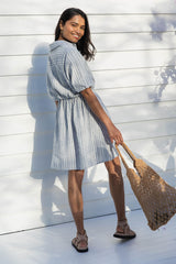 Kelsie Shirt Dress - Blue Stripe - The Self Styler