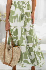 Ivy Maxi Skirt - Green Abstract - The Self Styler