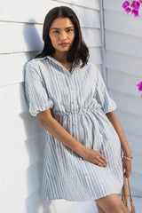 Kelsie Shirt Dress - Blue Stripe - The Self Styler