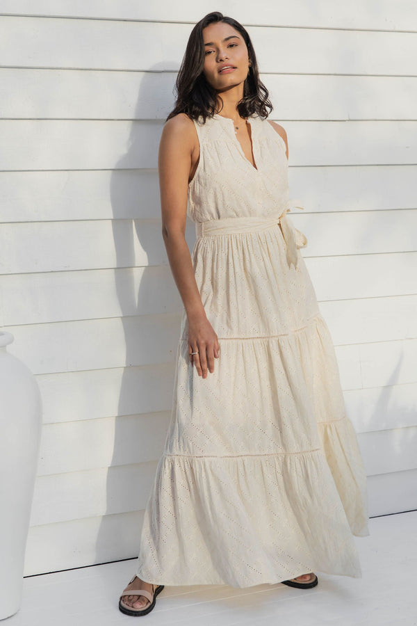 Sabine Lace Maxi Dress - Ivory Cream - The Self Styler