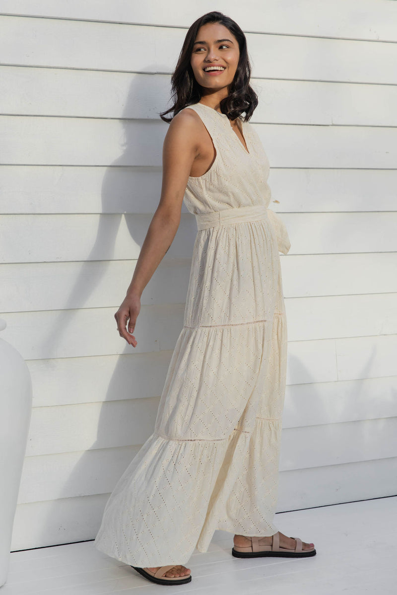 Sabine Lace Maxi Dress - Ivory Cream - The Self Styler