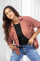 Silas Cheesecloth Cotton Shirt - Mocha Mousse - The Self Styler