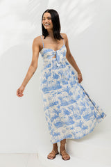 Atticus Maxi Dress - Blue Palm - The Self Styler