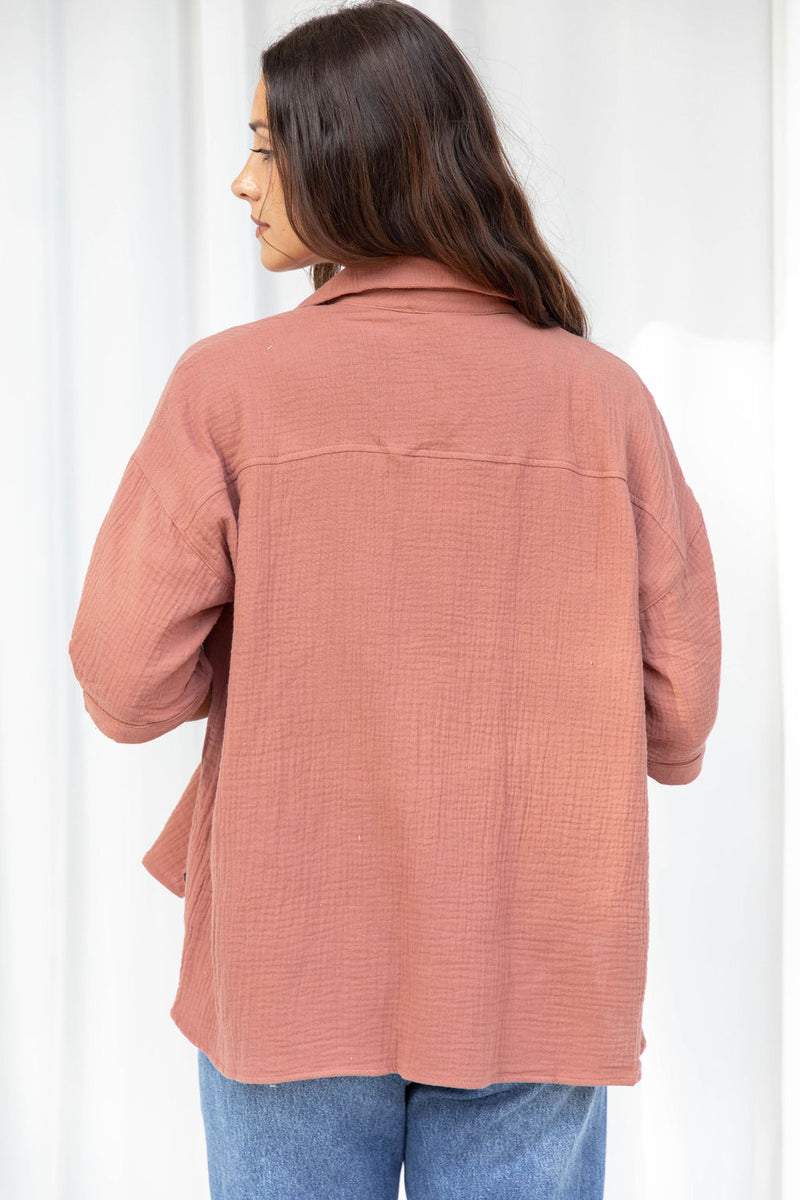 Silas Cheesecloth Cotton Shirt - Mocha Mousse - The Self Styler