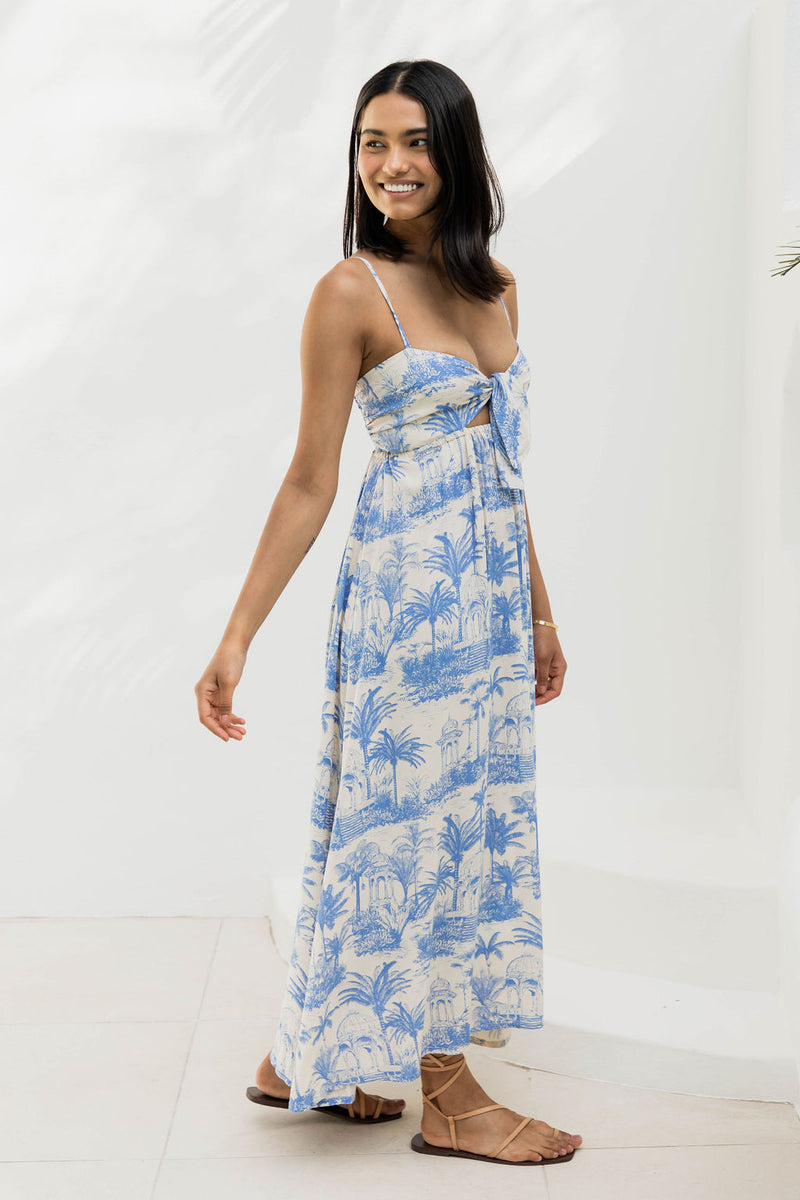 Atticus Maxi Dress - Blue Palm - The Self Styler