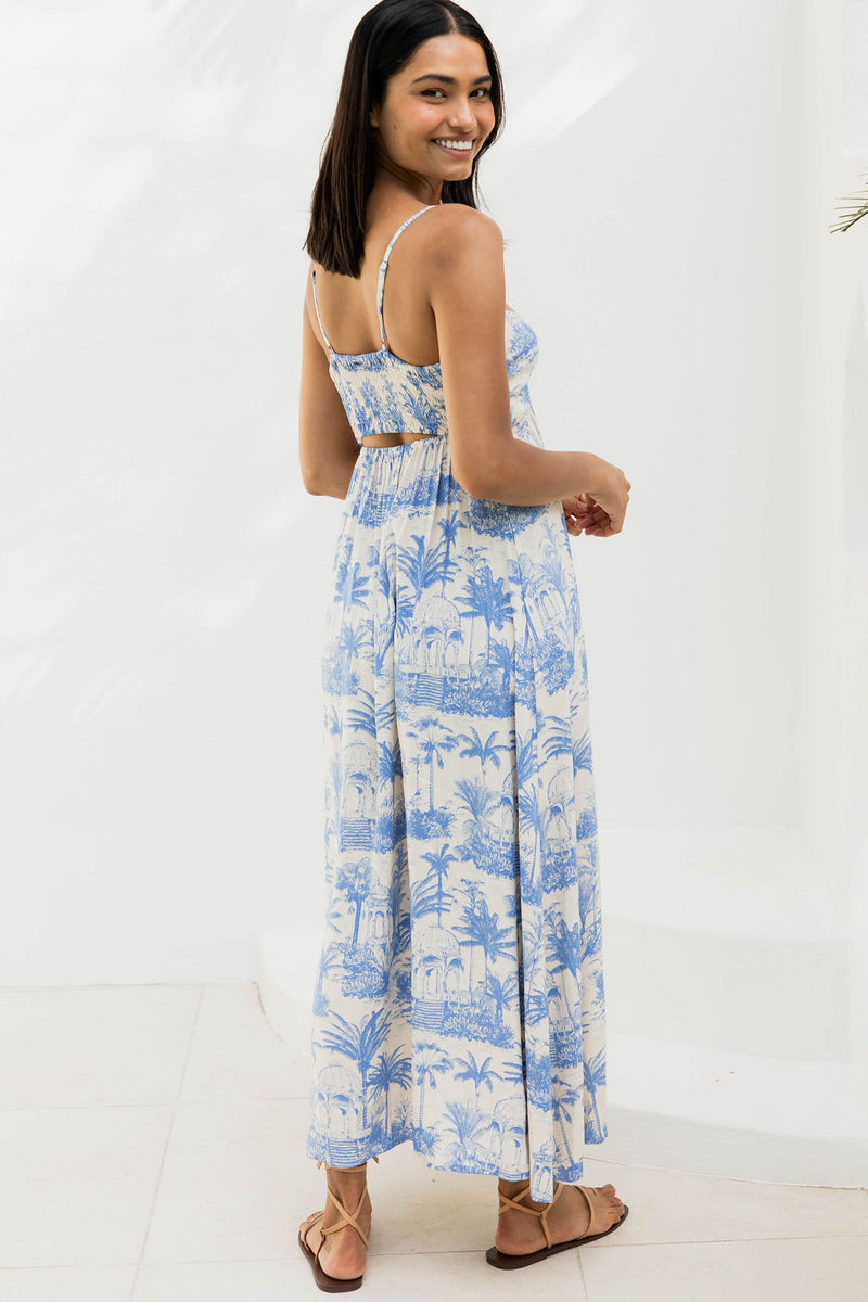 Atticus Maxi Dress - Blue Palm - The Self Styler