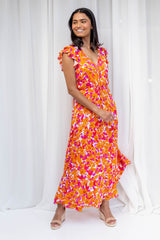 Freesia Maxi Dress - Orange and Purple - The Self Styler