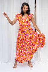 Freesia Maxi Dress - Orange and Purple - The Self Styler