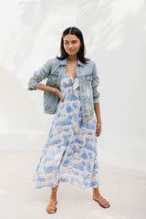 Atticus Maxi Dress - Blue Palm - The Self Styler