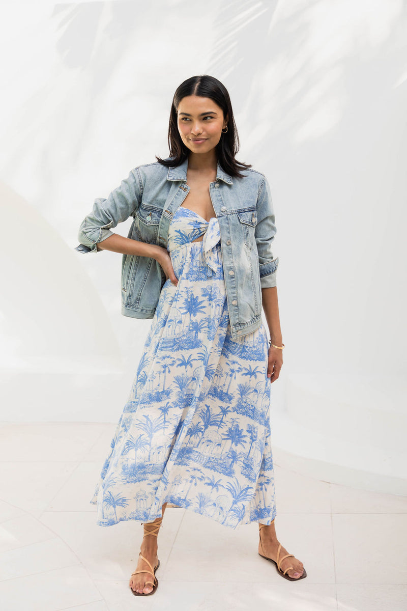 Atticus Maxi Dress - Blue Palm - The Self Styler