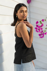 Cedar Linen Cami Top - Black - The Self Styler