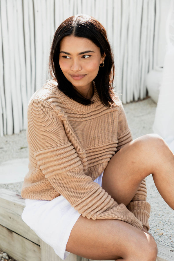 Arlo Chunky Sweater - Tan - The Self Styler