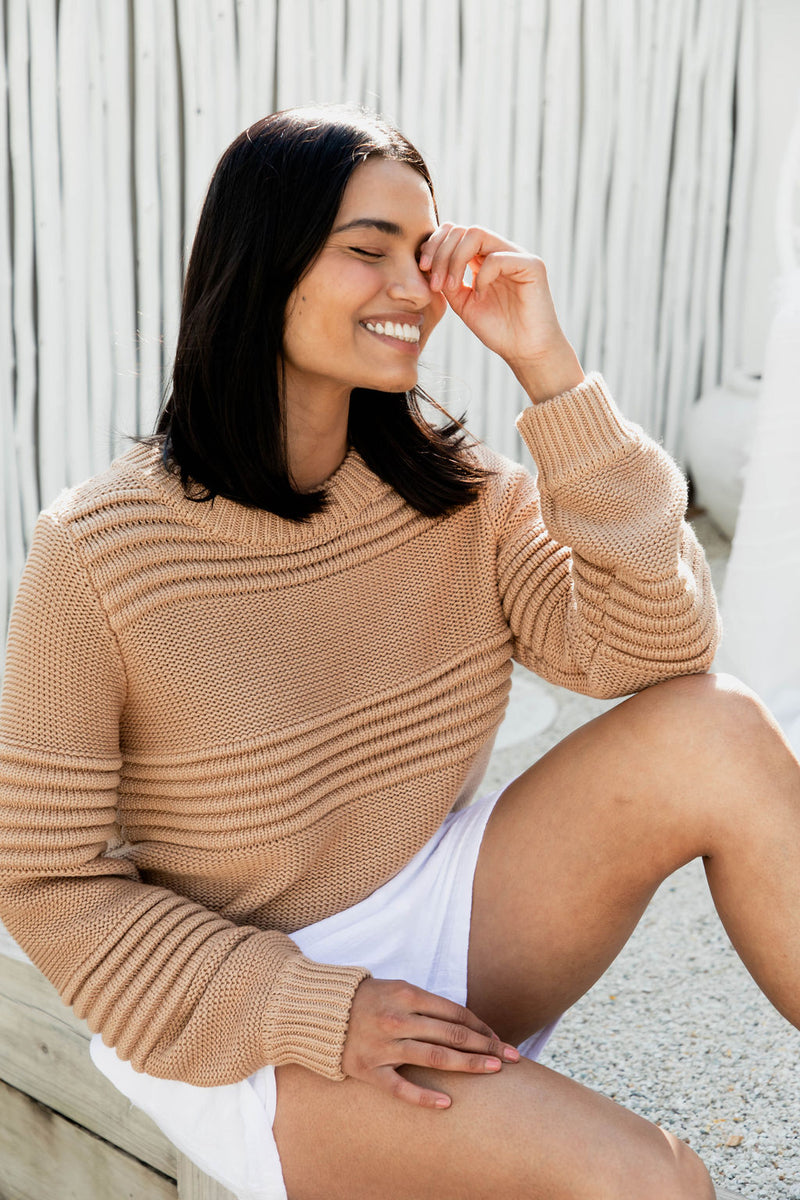 Arlo Chunky Sweater - Tan - The Self Styler